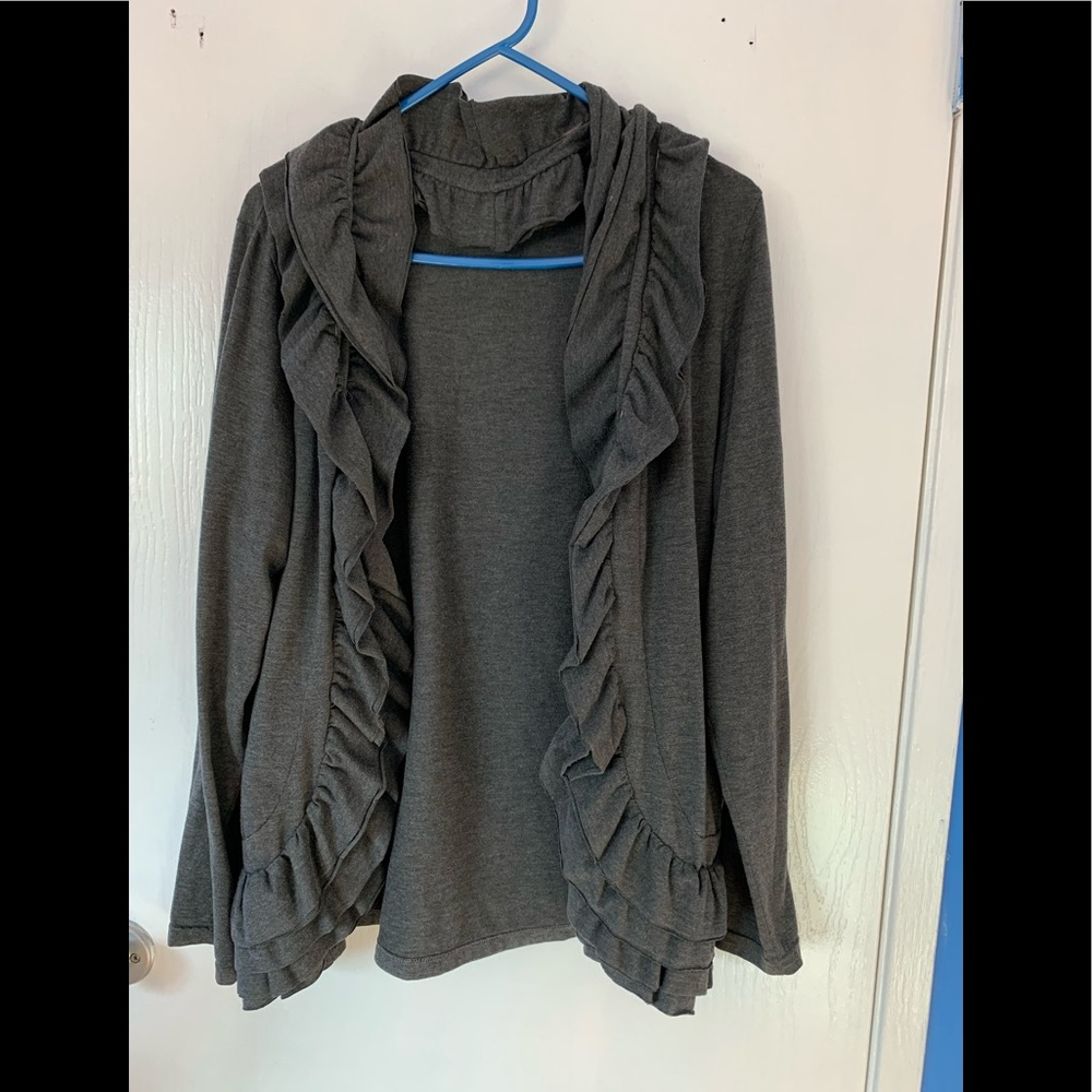 Open front ruffle cardigan